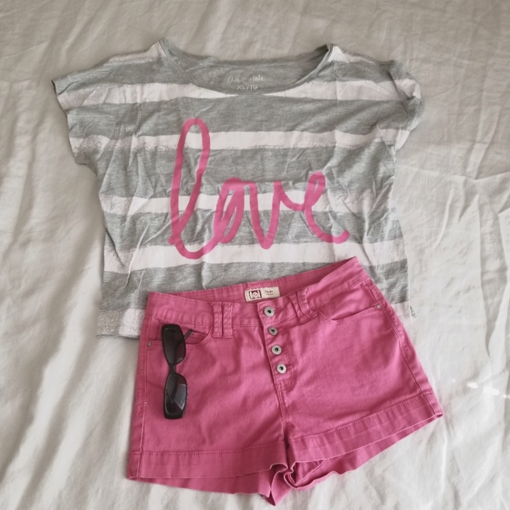Aeropostale Love Striped Crop Tee